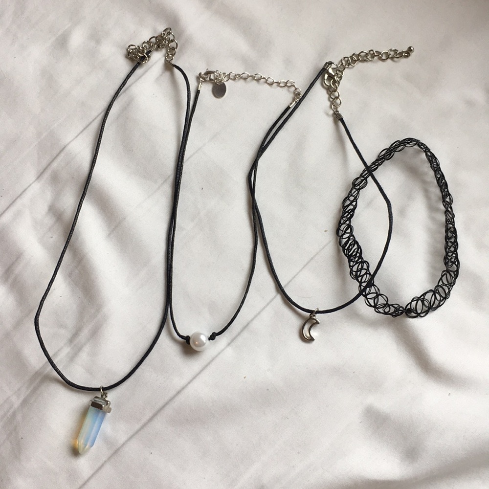 Crystal/Pearl Necklace Choker Set
